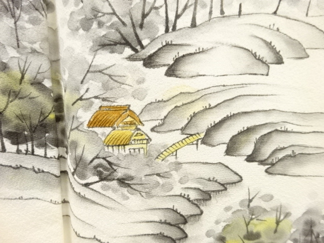 JAPANESE KIMONO / ANTIQUE KIMONO / SCENERY OF HOUSE
